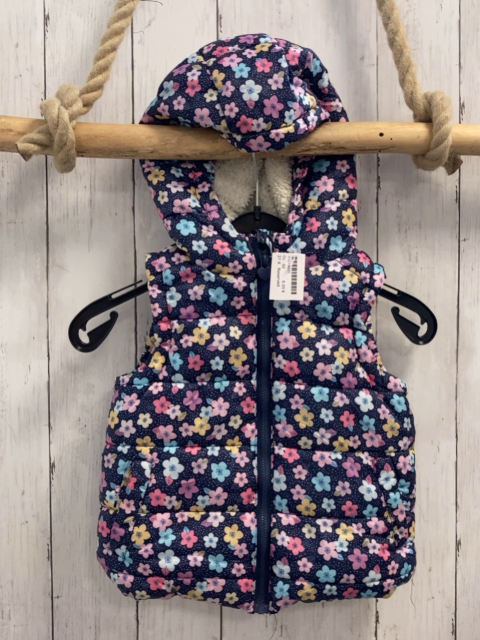 Reserved  Weste  Gr. 92  blau Blumen weiße Punkte Kapuze Teddyfutter 