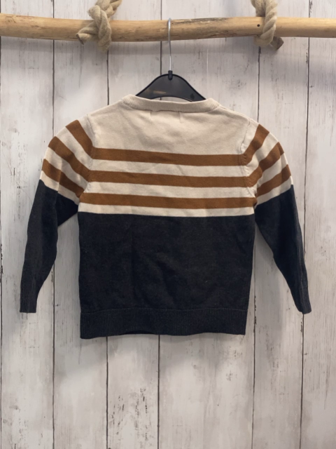 H&M  Pullover  Gr. 98  beige braune Streifen + grau Strick 