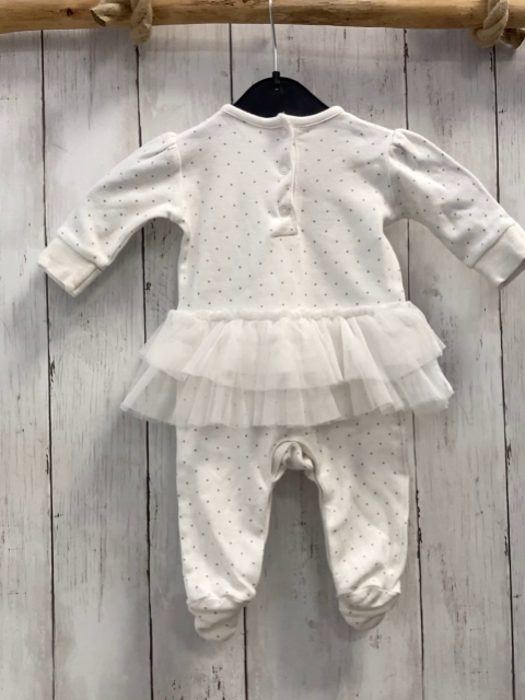   Strampler  Gr. 62  weiß graue Punkte Pinguin Tüllrüschenrock