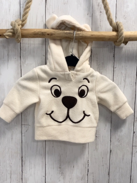   Pullover  Gr. 62  creme Fleece Kapuze mit Ohren braunes Bärengesicht 