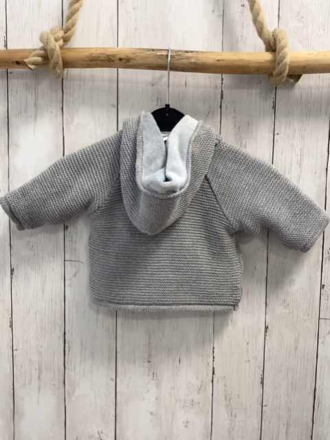  Strickjacke  Gr. 68  grau Kapuze graues Plüschfutter 