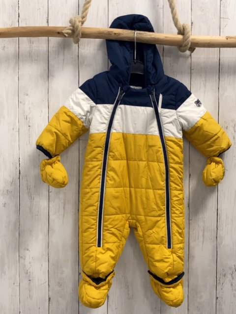 3tlg  Winteroverall  Gr. 74  mais weiß blau mit Handschuhen + Schühchen 