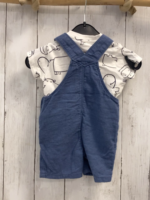 2tlg  T-Shirt + Latzshorts  Gr. 62  weiß blaue Tiere + blaue 