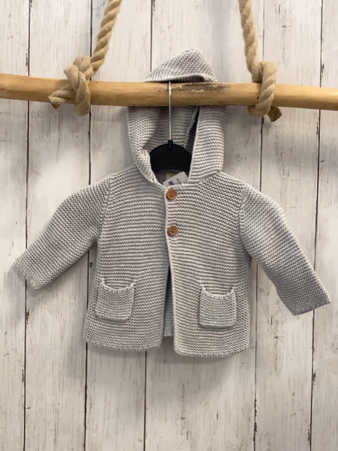 Zara  Strickjacke  Gr. 62  grau Strick Kapuze 