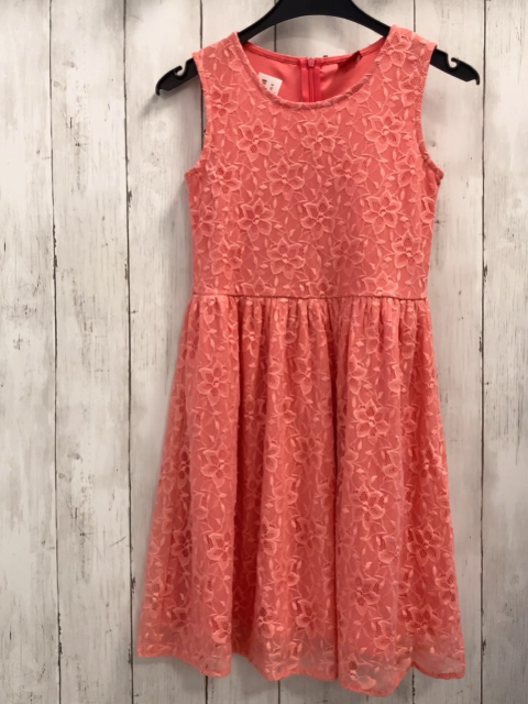 Manguun Kleid  Gr. 134  rosa zweilagig Blumenstickerei 