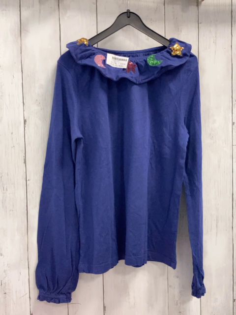 Mini Boden  Langarmshirt  Gr. 152  lila Rüschenkragen mit bunten Pailettensternen + -monden 