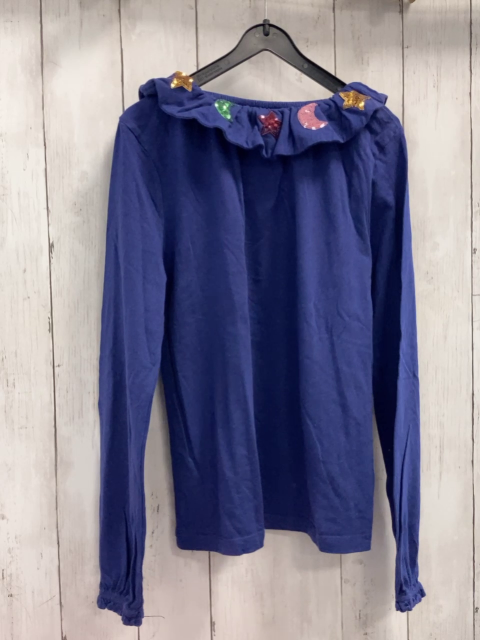 Mini Boden  Langarmshirt  Gr. 152  lila Rüschenkragen mit bunten Pailettensternen + -monden 