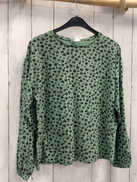 Zara  Langarmshirt  Gr. 152  grün schwarze Blumen