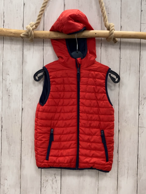   Weste Gr. 128  rot blauer Bund + blaues Futter 