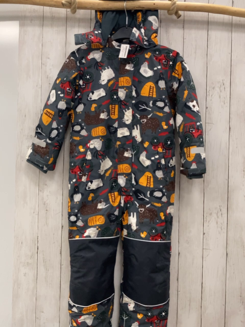 TCM Winteroverall Gr. 122/128  grau bunte Bauernhoftiere + -motive 