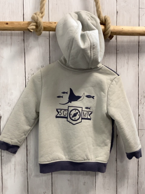 Sergent Major  Sweatjacke  Gr. 104  grau gesteppt beige Ärmel + Kapze grauer Bund 