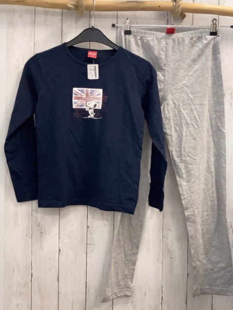 neu 2tlg  Schlafanzug  Gr. 140  blau grau Snoopy 