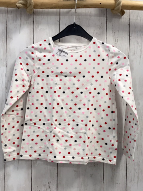 H&M Langarmshirt  Gr. 122  weiß bunte Punkte 