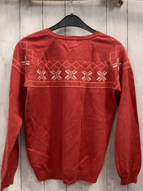 Jako-o  Pullover  Gr. 152  hellrot Strick weiß orange Muster 