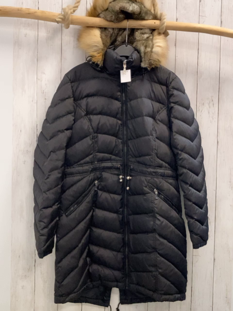 Dawnlevy  Wintermantel  Gr. 40  schwarz warm gefüttet 60 % Daunen 40 % Federfutter Kapuze mit Fellfutter + -bund 