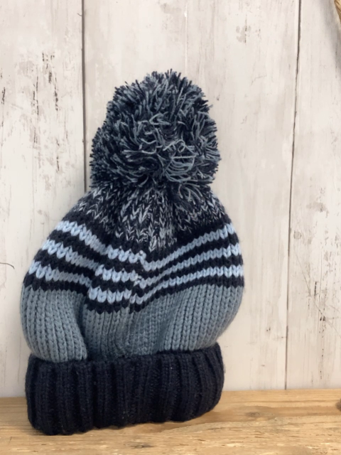 Paw Patrol  Mütze  Gr. 52cm  grau blau hellblaue Streifen Strick Bommel 