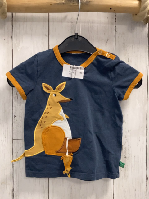   T-Shirt  Gr. 74  blau Känguruh ocker Bund 