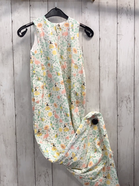   Schlafsack Gr. 110cm  weiß Flamingos Vögel bunte Blätter + Früchte 