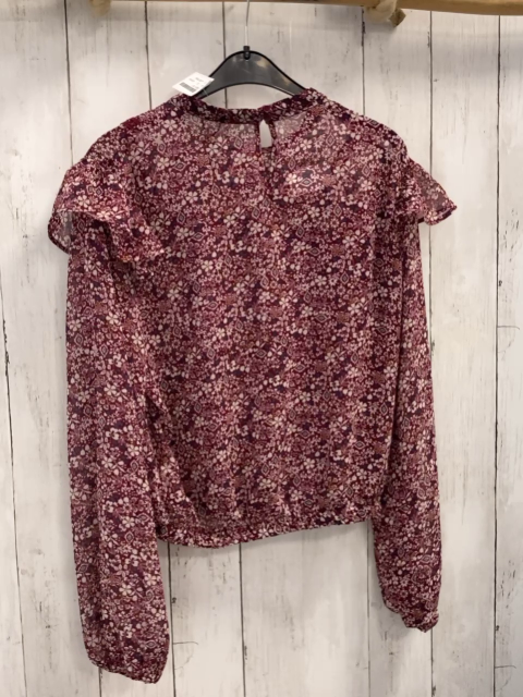 Tally Weijl  Bluse  Gr. 152  weinrot Blumen leicht transparent 
