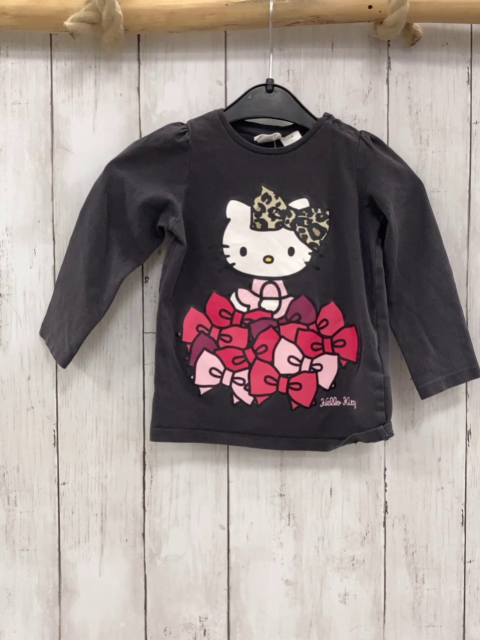 H&M  Langarmshirt  Gr. 80  grau Hello Kitty bunte Schleifen 