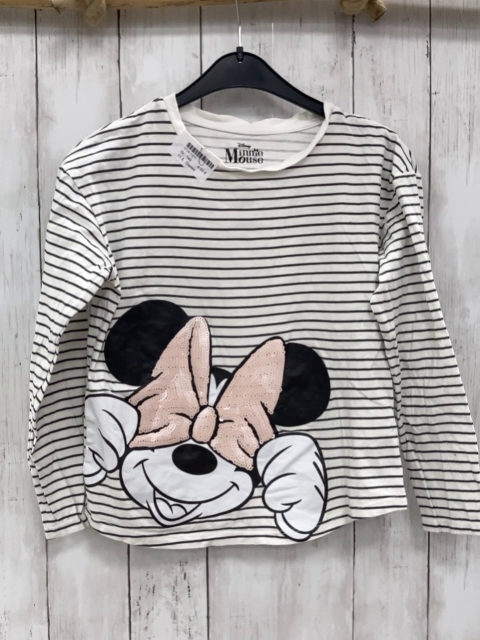Disney  Langarmshirt  Gr. 140  weiß schwarze Streifen Minnie Mouse mit Pailetten
