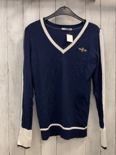 Tom Tailor  Pullover  Gr. 164/170  blau Strick weißer Streifen am Ärmel weißer Bund 
