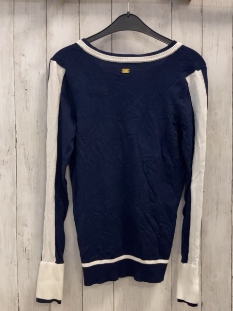 Tom Tailor  Pullover  Gr. 164/170  blau Strick weißer Streifen am Ärmel weißer Bund 