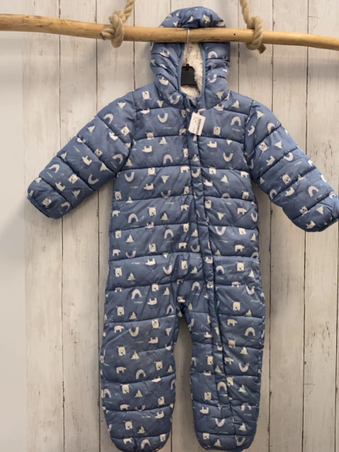   Winteroverall Gr. 98  hellblau weiße Eisbären Iglus weißes Plüschfutter 