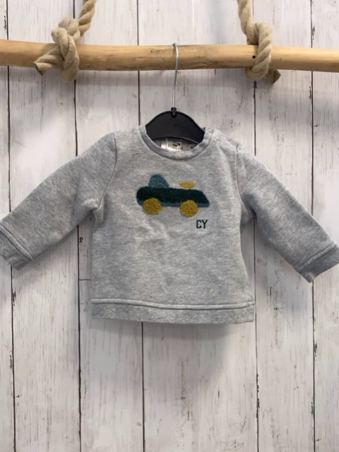 Cyrillus Pullover Gr. 68  grau Plüschauto