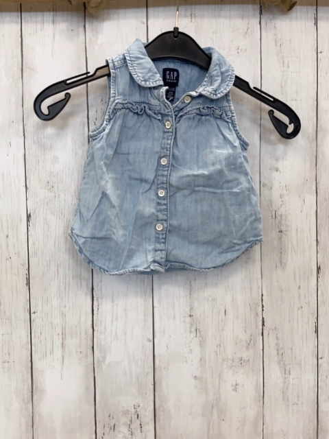 GAP Sommerbluse  Gr. 80  blau Jeans Kragen Rüschen 