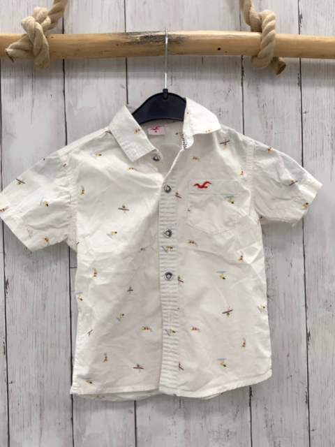   Sommerhemd  Gr. 104  weiß bunte Möwen Surfer 