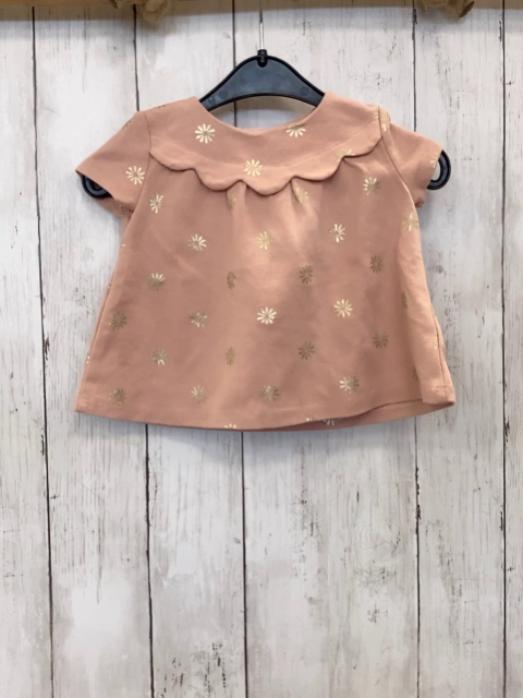 Catherine Malandrino  T-Shirt  Gr. 68  altrosa goldene glänzende Blumen 