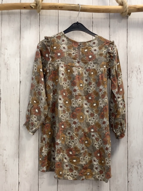 vertbaudet Kleid Gr. 128  grau Blumen