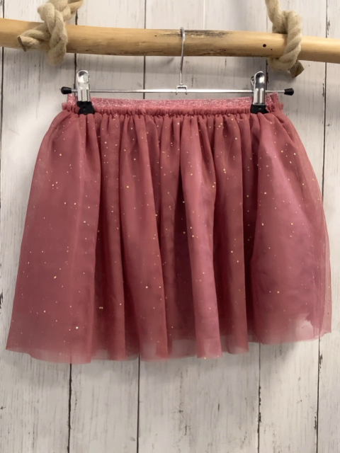 H&M  Rock Gr. 110  altrosa Tüllüberrock mit goldenen Glitzerpunkten Glitzerbund 