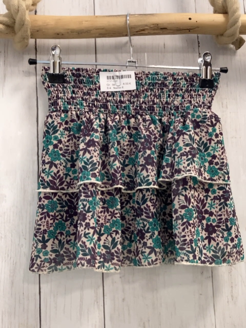 Name it  Rock Gr. 98  beige brombeere grüne Blumen + Blätter Rüschen 