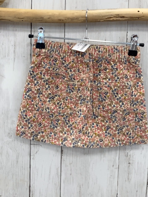 H&M  Rock Gr. 104  creme Feinkord bunte Blumen Bund verstellbar 
