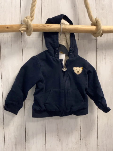 Steiff  Sweatjacke  Gr. 74  blau Kapuze beige Teddyfutter 