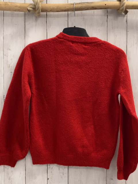 H&M  Pullover  Gr. 134/140  rot Strick Schleifen aus weißen Perlen