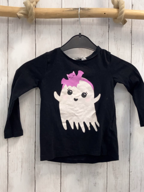 H&M  Langarmshirt  Gr. 98  schwarz weißes Gespenst mit Glitzer 