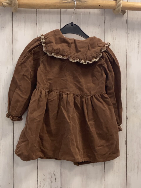 Zara  Kleid  Gr. 104  braun Kord großer Kragen mit beige gesticktem Bund 