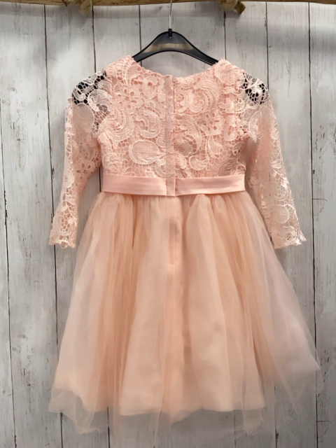   Kleid  Gr. 110  rosa Oberteil mit Blmenhäkelei Tüllrock