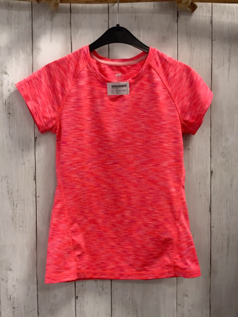 H&M  Sportshirt  Gr. 146/52  neonrot weiß pflaume meliert 