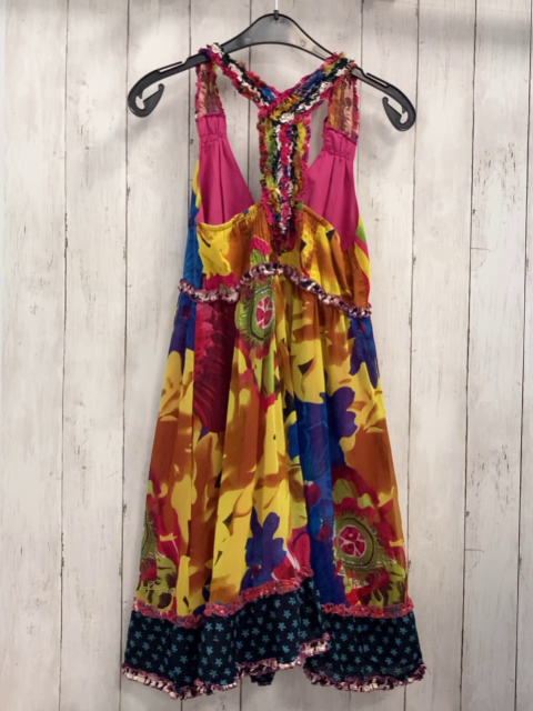 Desigual  Kleid  Gr. 38  gelb grün pink bunt Blumen Rüschen 