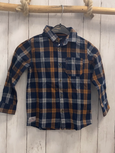 Reserved  Hemd  Gr. 104  blau ocker hellgrau kariert 