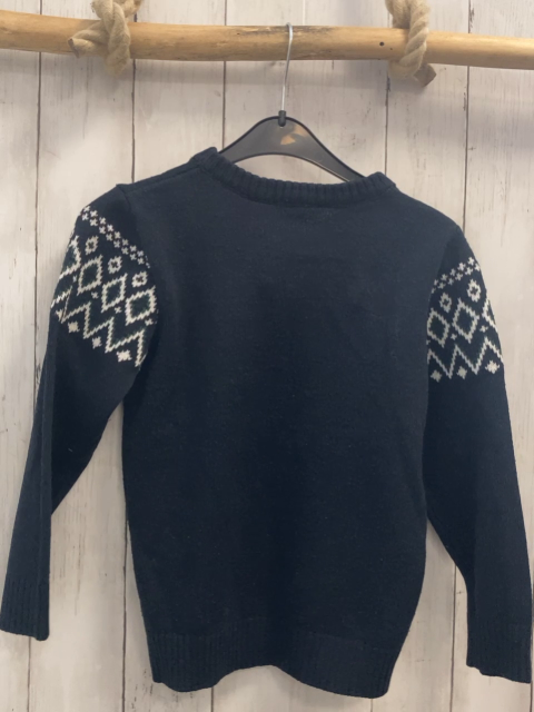 H&M  Pullover  Gr. 122  blau Strick + weiß grüne Rauten 