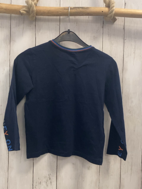 S´ Oliver  Langarmshirt  Gr. 116  blau bunte Schrift auf den Ärmeln + Streifenbund 