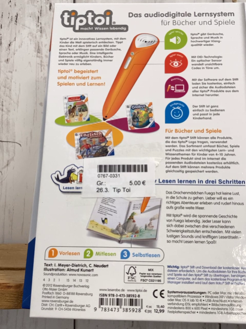 Tip Toi  Buch Leserabe Der kleine Drache will nicht zur Schule 