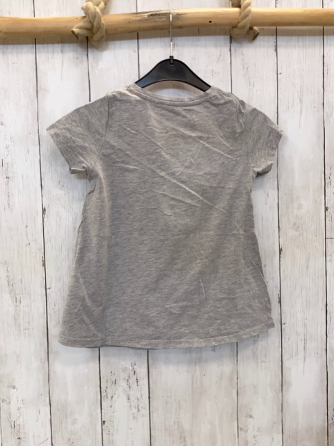 H&M T-Shirt  Gr. 122/128  grau Hasenkopf mit silber Pailetten + orange Schleife 