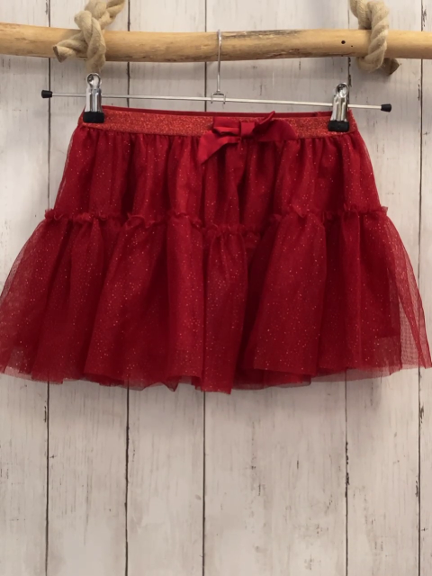 H&M  Rock Gr. 110  rot Tüllrüschenock mit Glitzerpunkten Glitzerbund mit Schleife 