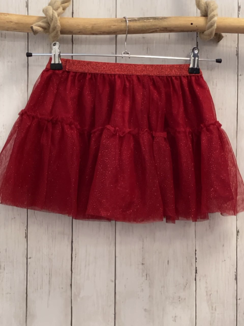 H&M  Rock Gr. 110  rot Tüllrüschenock mit Glitzerpunkten Glitzerbund mit Schleife 